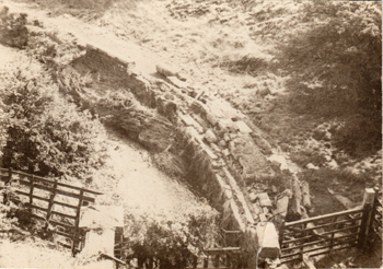 Damaged culvert from railway viaduct